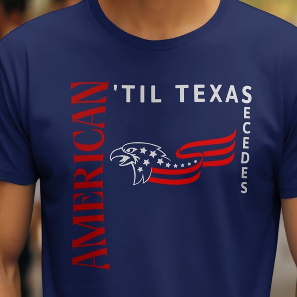 American ’Til Texas Secedes Patriot Eagle Graphic Tee – Navy Blue - Picture 1 of 2